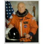 John Glenn signed colour photo 10x8 Inch. Dedicated. Was an American Marine Corps aviator, engineer,