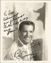 Robert Cummings signed 10x8 inch vintage sepia photo dedicated. Good Condition. All autographs