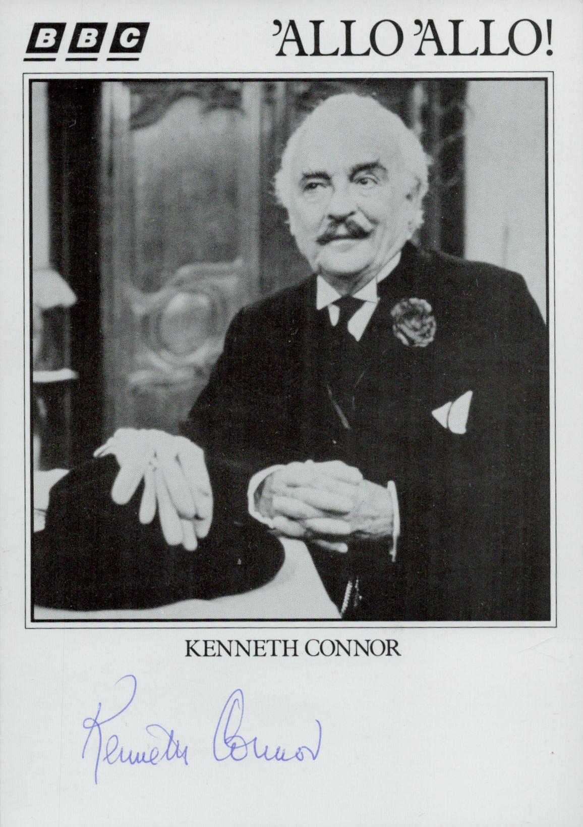 Kenneth Connor signed promo black & white photo 5.5x4 Inch. 'ALLO'ALLO! An Actor. Good Condition.