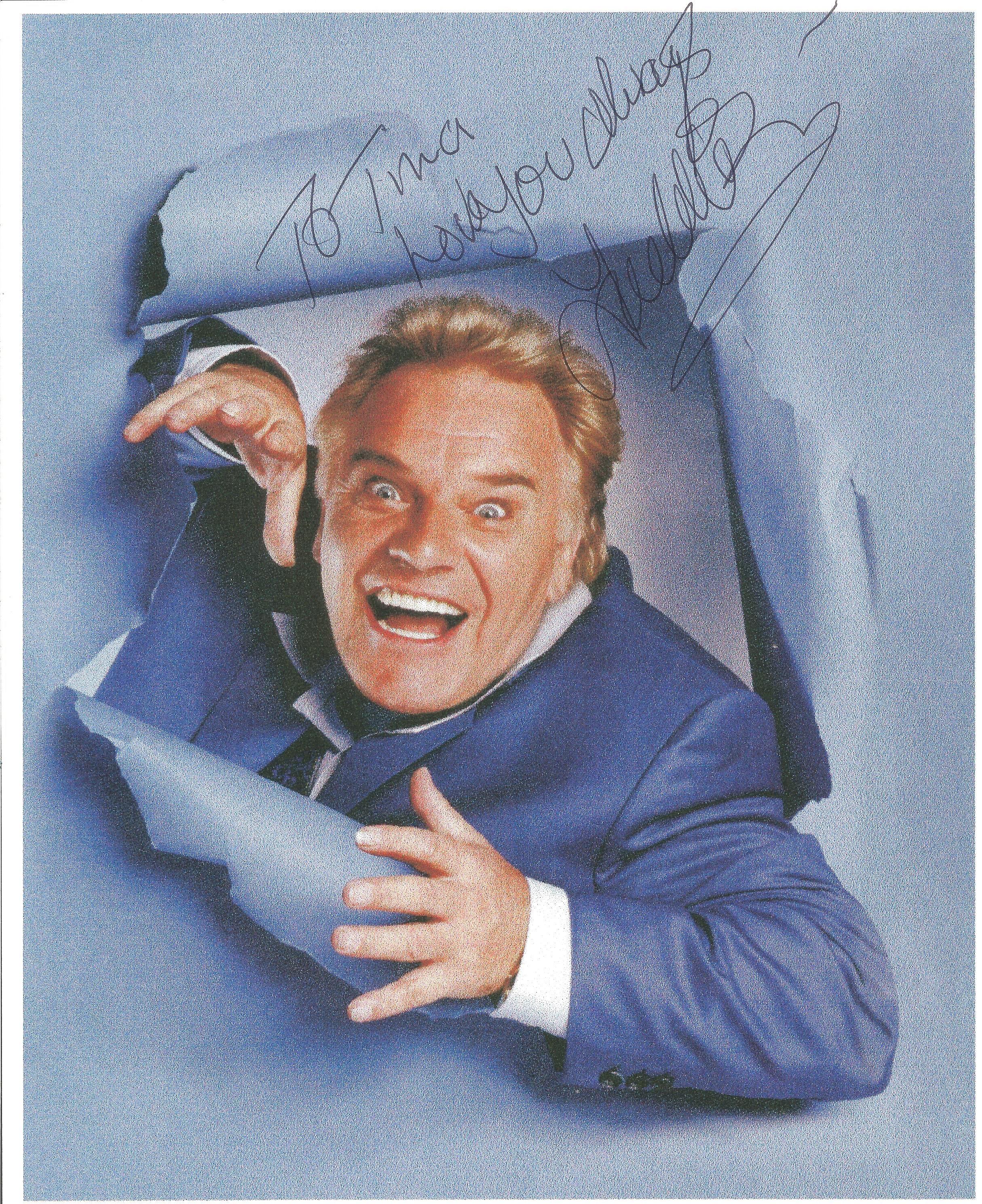 Freddie Starr signed 12x8 inch colour photo dedicated. Good Condition. All autographs come with a