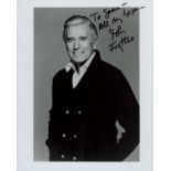 John Forsythe signed black & white photo 10x8 Inch. Dedicated. Was an American stage, film/