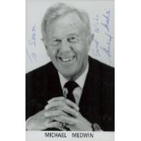 Michael Medwin signed 6x4 inch black and white photo dedicated. Good Condition. All autographs