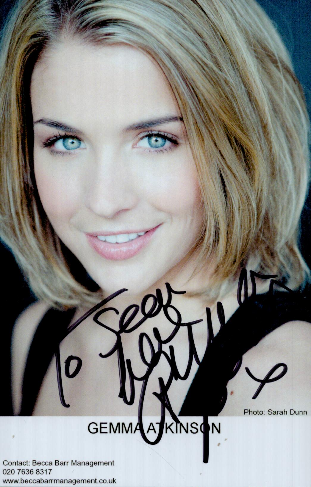 Gemma Atkinson signed colour photo 5.5x3.5 Inch. Dedicated. Is an English radio presenter and former