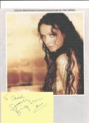 Sarah Brightman signed 6x4 card and colour magazine photo affixed to A4 sheet. Good Condition. All