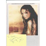 Sarah Brightman signed 6x4 card and colour magazine photo affixed to A4 sheet. Good Condition. All