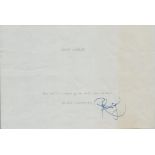 Peter Cushing signature piece Approx. 8.25x5.5 Inch. As an English actor. His acting career