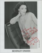 Beverley Craven signed 10x8 inch black and white photo dedicated. Good Condition. All autographs