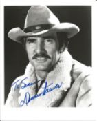 Dennis Weaver signed 10x8 inch black and white photo dedicated. Good Condition. All autographs