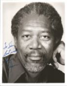 Morgan Freeman signed 10x8 inch black and white photo dedicated. Good Condition. All autographs come