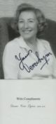 Vera Lynn signed 7x5 inch black and white photo with accompanying compliments slip. Good