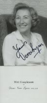 Vera Lynn signed 7x5 inch black and white photo with accompanying compliments slip. Good