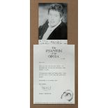 Michael Crawford OBE signed black & white photo plus TLS Thank letter dated 6.3.89 The Phantom pf