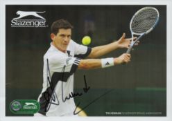 Tim Henman signed 8x6 inch Slazenger colour promo photo. Good Condition. All autographs come with