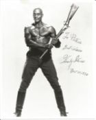 Woody Strode signed 10x8 inch black and white photo dedicated. Good Condition. All autographs come