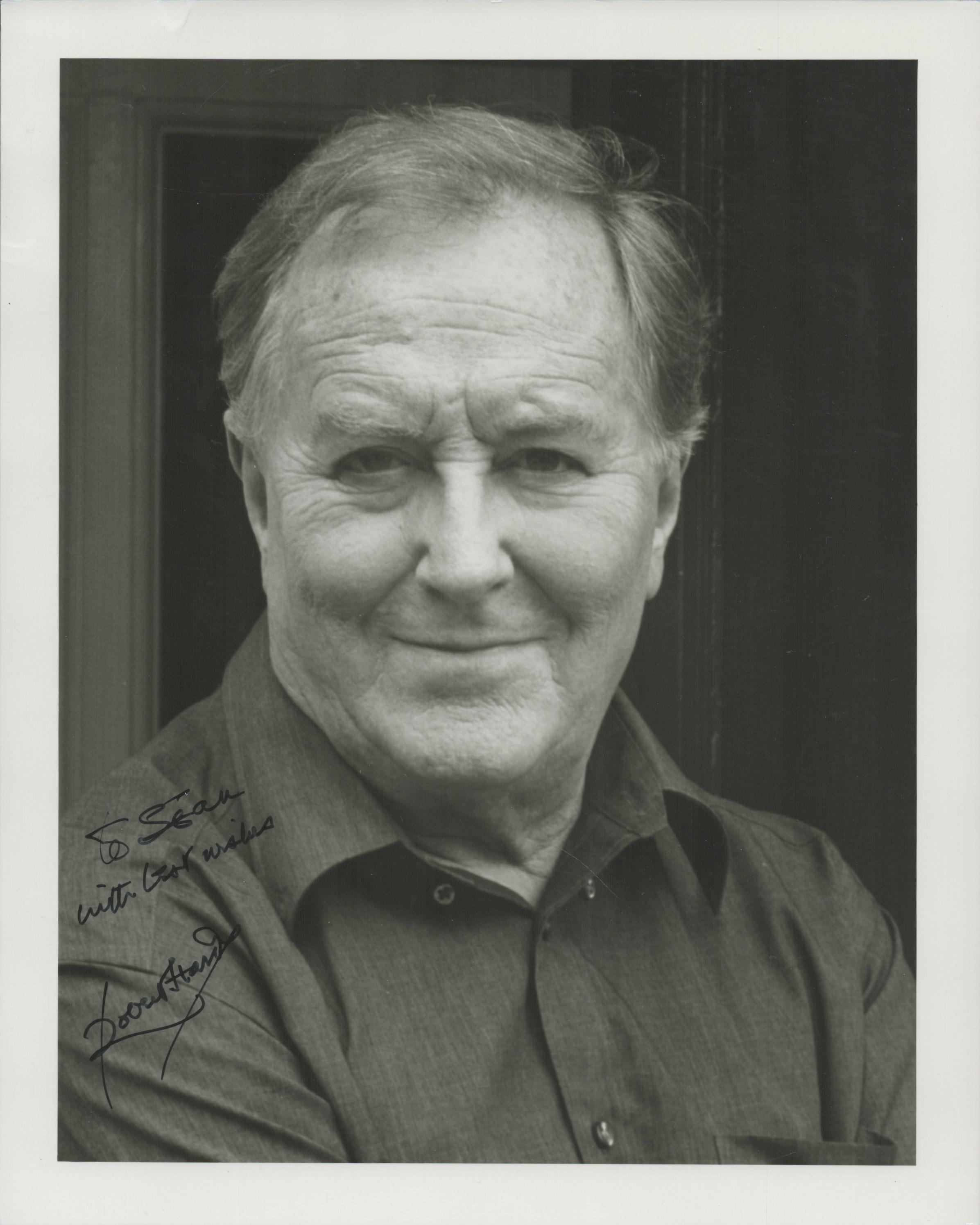 Robert Hardy signed 10x8 inch black and white photo dedicated. Good Condition. All autographs come