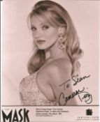 Cameron Diaz signed 10x8 inch black and white Mask promo photo dedicated. Good Condition. All