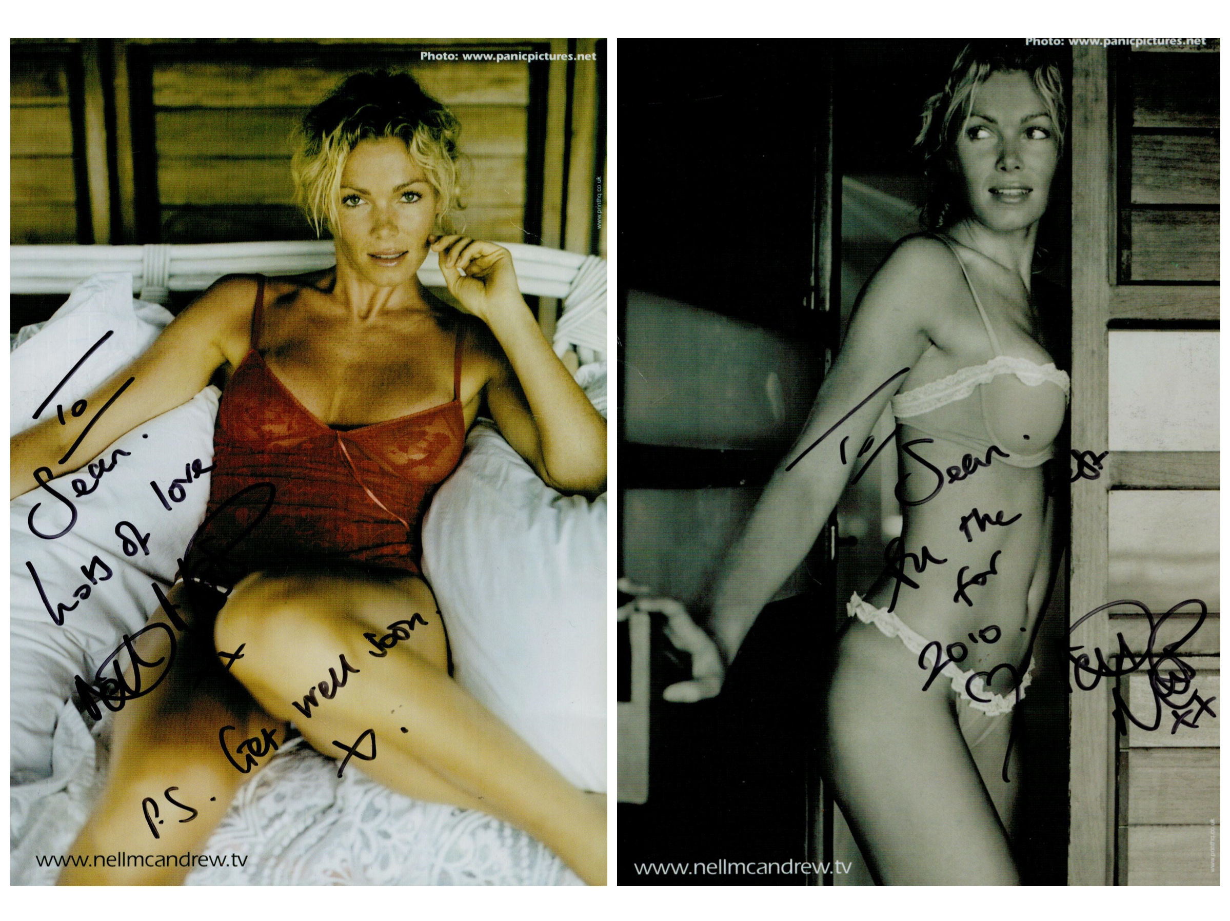 Nell McAndrew signed promo colour photo. 8.25x6 Inch. Dedicated. Is an English glamour model, TV