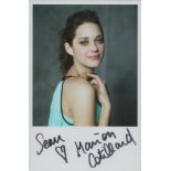 Marion Cotillard signed colour photo 6x4 Inch. Dedicated. Is a French actress. Known for her roles