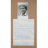 Keith Barron signed black & White photo 5.5x3.5 Inch. Dedicated. Plus, ALS Thank you letter. Was