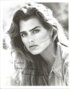 Brooke Shields signed 10x8 inch black and white photo dedicated. Good Condition. All autographs come