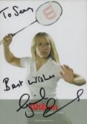 Gail Emms signed 6x4 inch Wilson colour promo photo dedicated. Good Condition. All autographs come