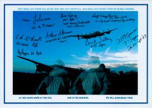 A Collage of two Airman and Laurence Binyon's Poem For The Fallen with Lancasters on the ground