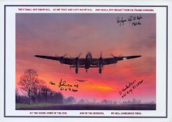 Laurence Binyon's Poem For The Fallen with Lancasters in Flight at Sunset, Colour Photo Signed by