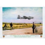 B 17 Bomber of the 384th USAAF landing by Reg Payne print. Signed by Teddy Kirkpatrick. Numbered