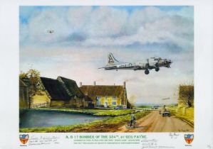 B 17 Bomber of the 384th USAAF by Reg Payne print. Signed by Teddy Kirkpatrick and Clarence Kooi.
