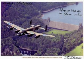 Phantom of The 'Ruhr', Passing over the Derwent Dam, Colour Photo Signed by 4 including Rusty