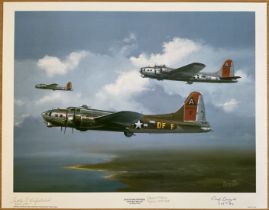 B17G Flying Fortress 'Little Miss Mischief' By Barry Price Large Colour Print, Signed by Teddy