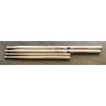 Drumsticks Two Pairs one set reads Allan Billington studio, measures 11 inches long approx 1/2