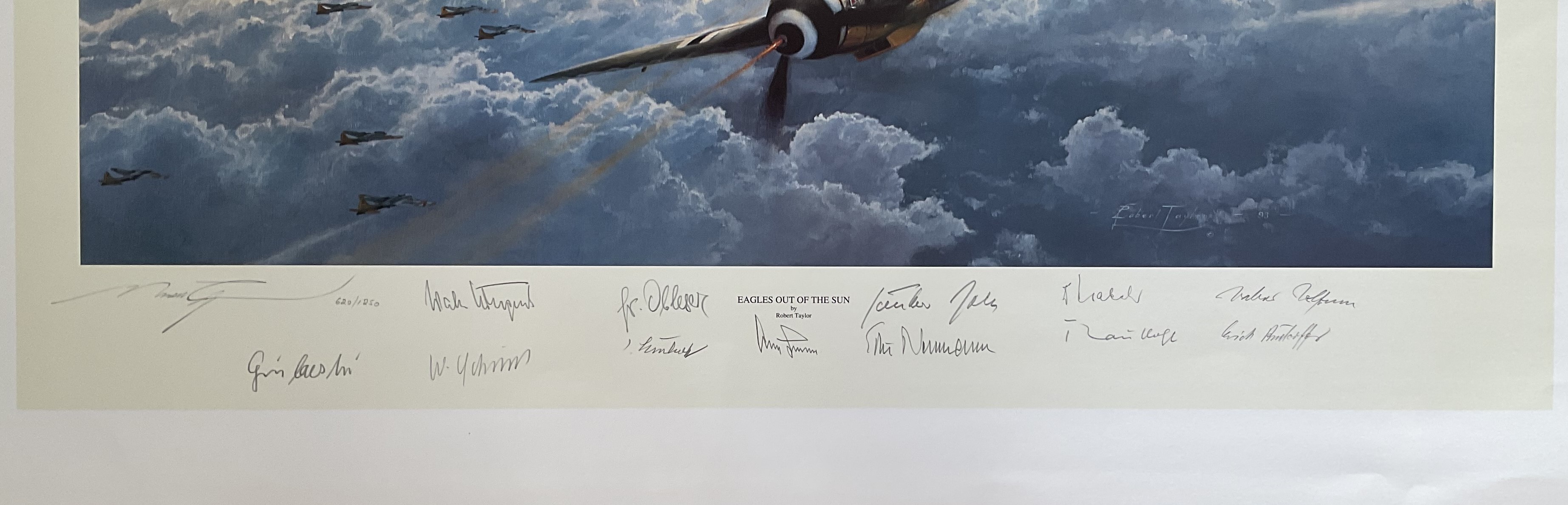 Eagles out of The Sun By Robert Taylor, Limited Edition Print, Signed by 12 Luftwaffe Fighter Aces - Image 2 of 2