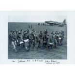 A Group of Airmen at an Airfield, Black and White Photo, Signed by 2 Arthur Atkinson, Ken Johnson,