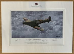 Supermarine Spitfire Mk1 By Philip E West Signed by 3 Harry Moon, Mike Penny, Peter May, plus the