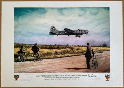 A B17 Bomber of The 384th U.S.A.A.F Landing By Reg Payne, Limited Edition Print Signed by 4