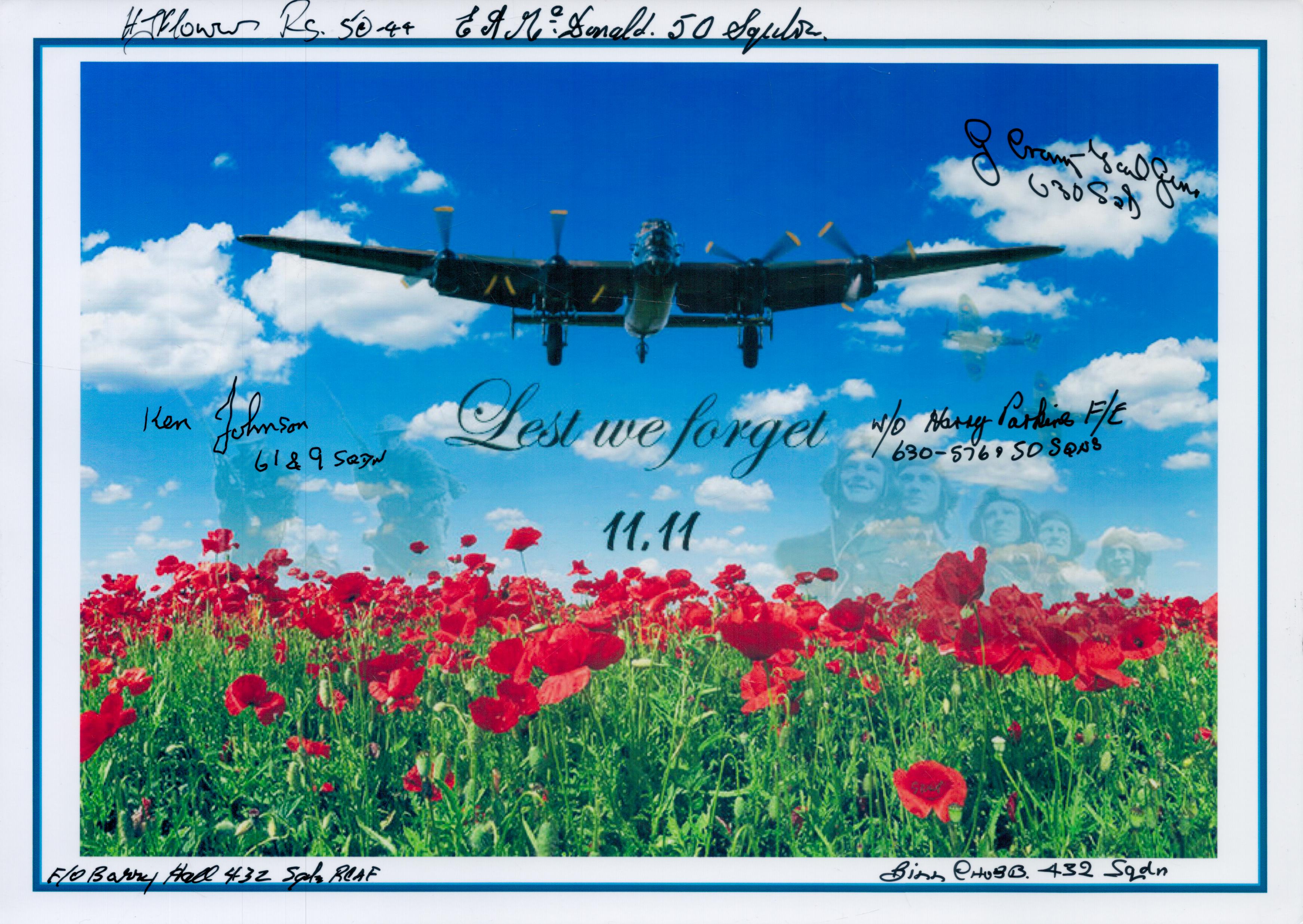 A Collage of an Airman, A Lancaster in Flight over a Poppy Field, Lest We Forget, Colour Photo
