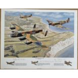 The Battle of Britain Memorial Flight By Trevor Mitchell, Colour Print approx size 14 x 17.5 inches,