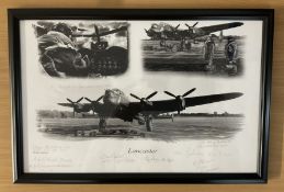 Lancaster (Black and White collage) By Des Knock, signed by 9 including Bill Chubb, Steve Bethell, A