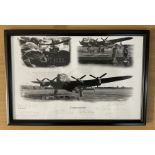 Lancaster (Black and White collage) By Des Knock, signed by 9 including Bill Chubb, Steve Bethell, A