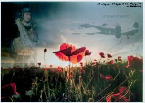 A Collage of an Airman, A Lancaster in Flight over a Poppy Field, Lest We Forget, Colour Photo