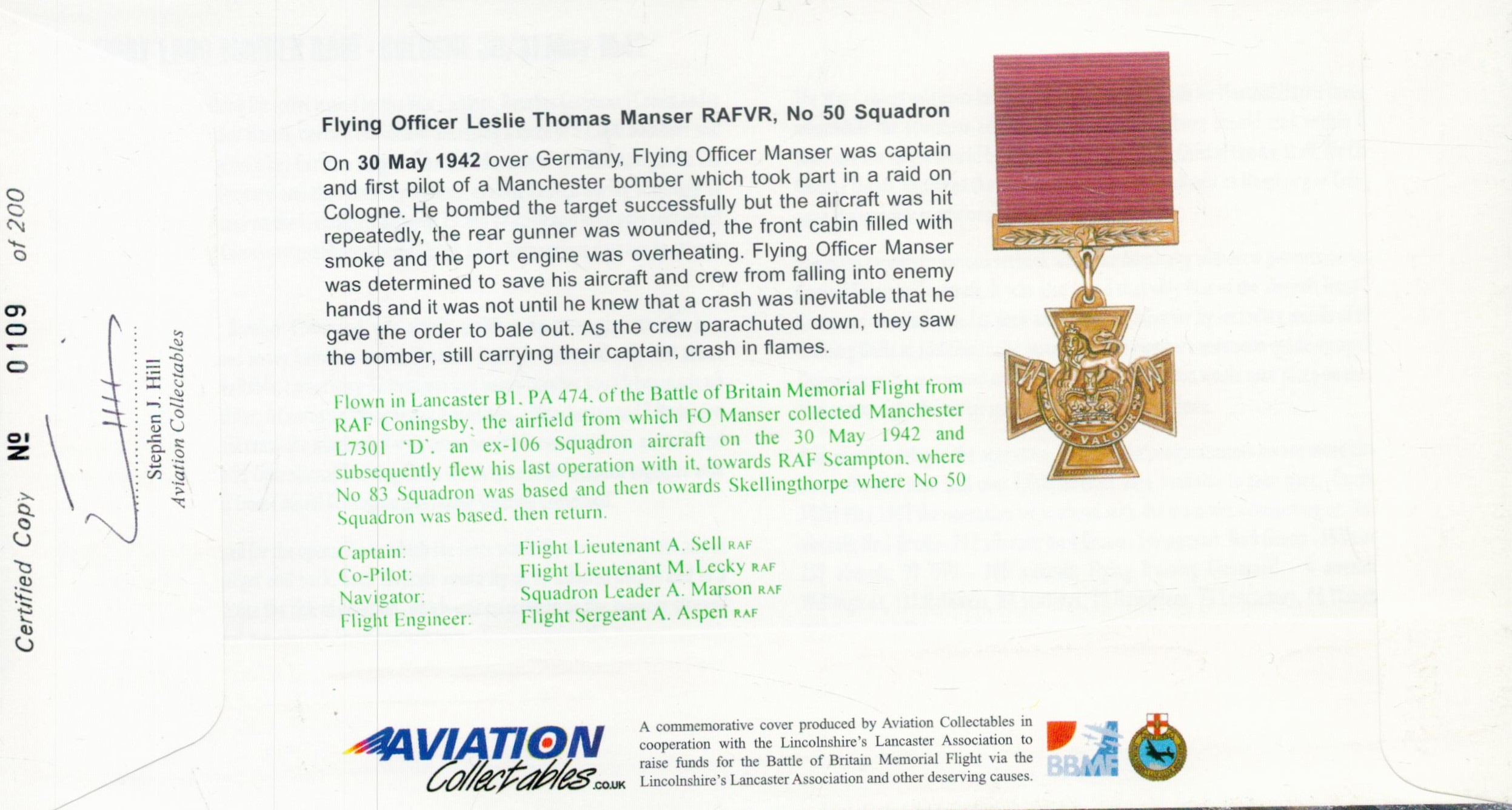 Sir Michael Beetham (Marshal of The Royal Air Force) Signed and Flown FDC 60th Anniversary of the - Image 2 of 2