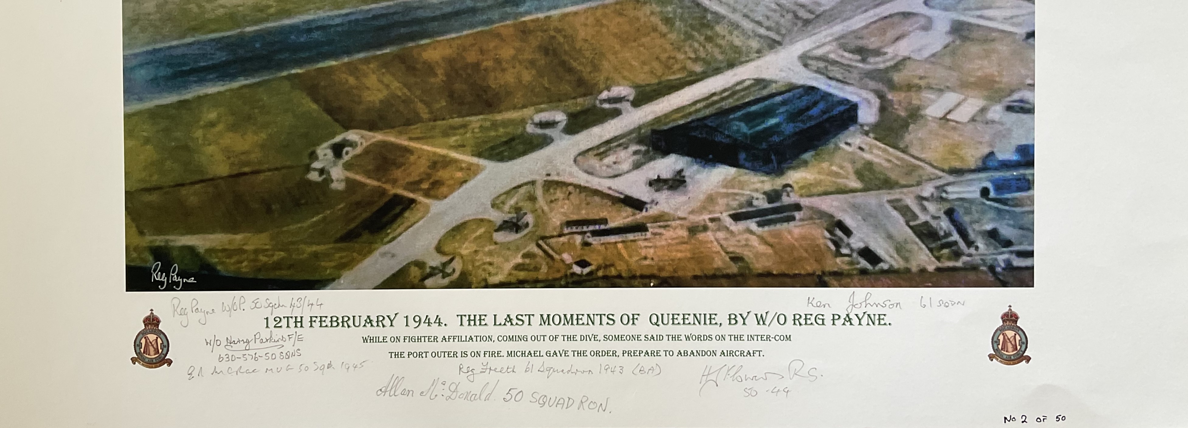 12th February 1944. The Last Moments of Queenie, By W/O Reg Payne, Limited Edition Print, Signed - Image 2 of 2