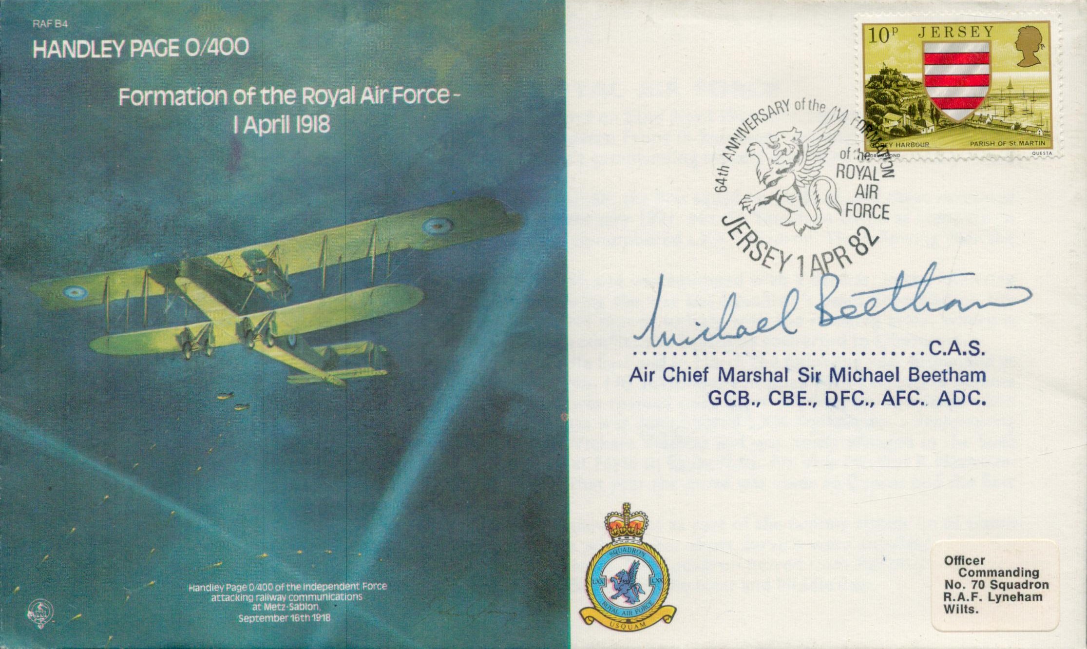 Sir Michael Beetham (Marshal of The Royal Air Force) Signed and Flown FDC Formation of the Royal Air