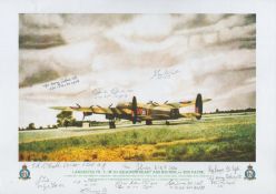 Lancaster VN - T of 50 squadron ready and waiting print by Reg Payne. Signed by 10 including