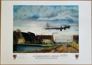 A B17 Bomber of The 384th, By Reg Payne, Limited Edition Print Signed by 5 including John J