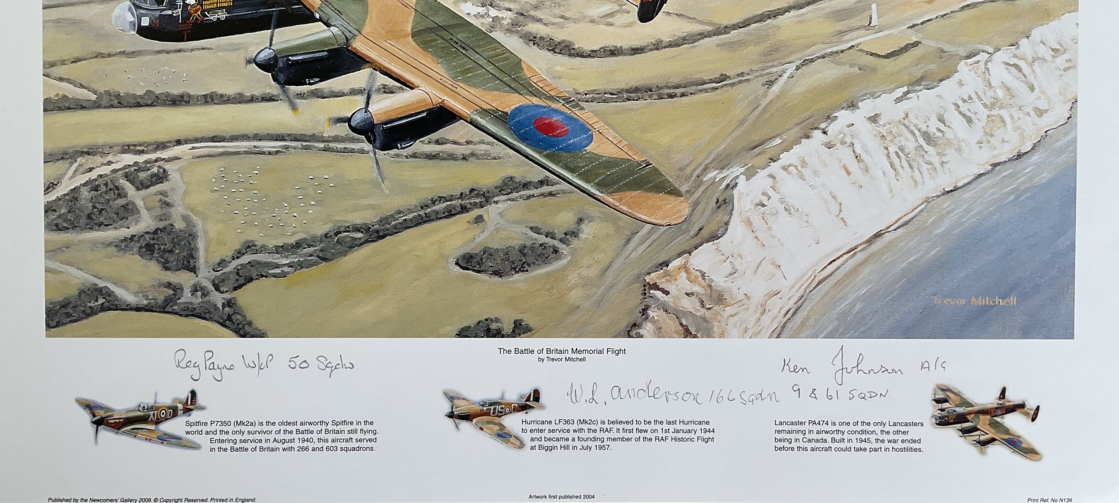 The Battle of Britain Memorial Flight By Trevor Mitchell, Colour Print approx size 14 x 17.5 inches, - Image 2 of 2