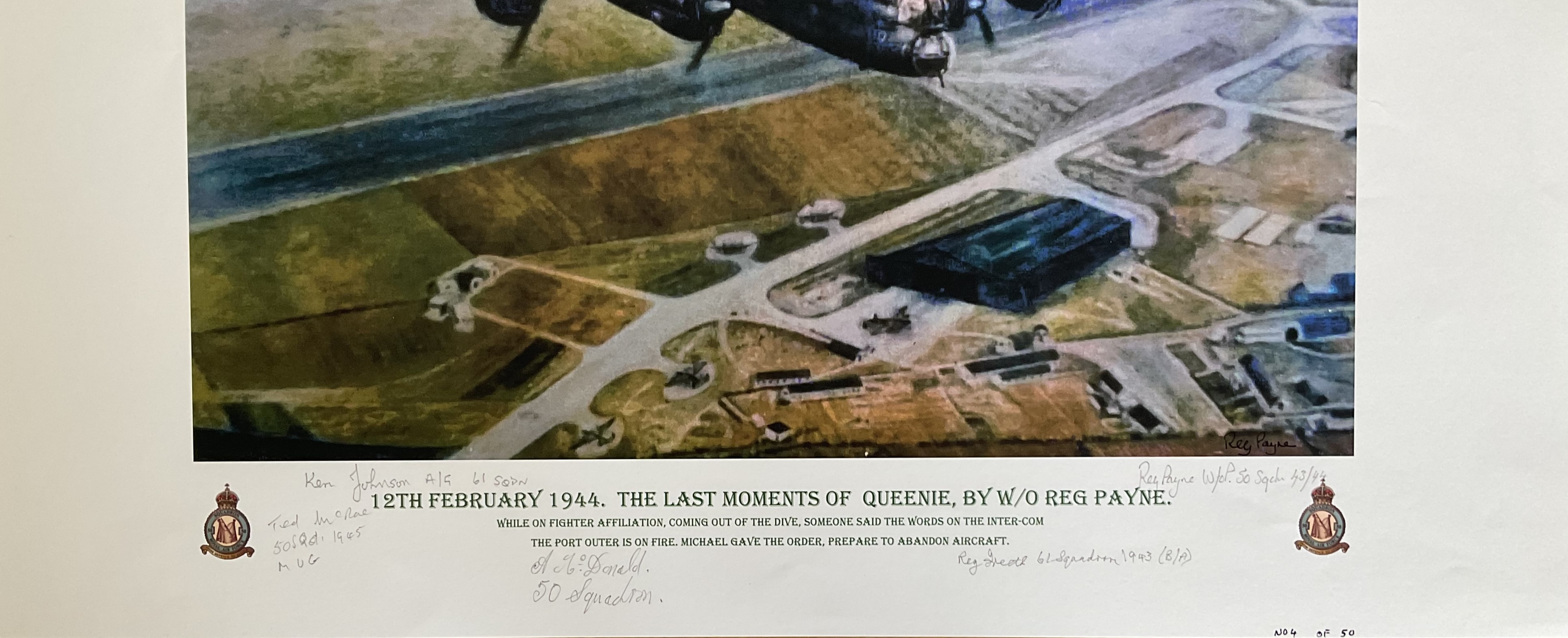 12th February 1944. The Last Moments of Queenie, By W/O Reg Payne, Limited Edition Print, Signed - Image 2 of 2