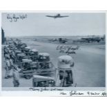 A Row of Gunners waiting with Training guns at an Airfield, Black and White Photo, Signed by 4