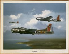 B17G Flying Fortress 'Little Miss Mischief' By Barry Price Large Colour Print, Signed by Teddy